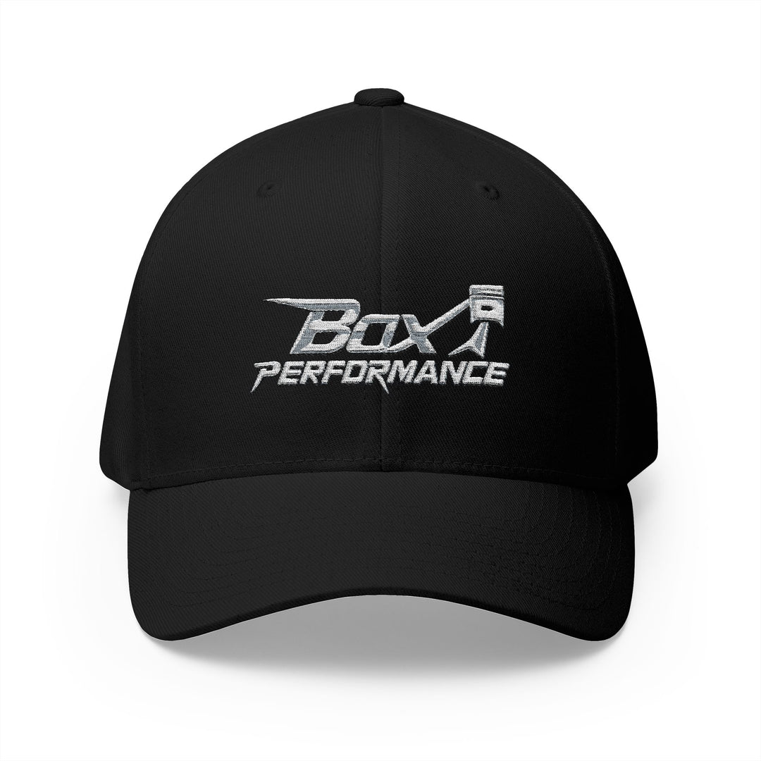 Box Performance Flexfit Embroidered Hat with Piston Logo — Closed‑Back Hat