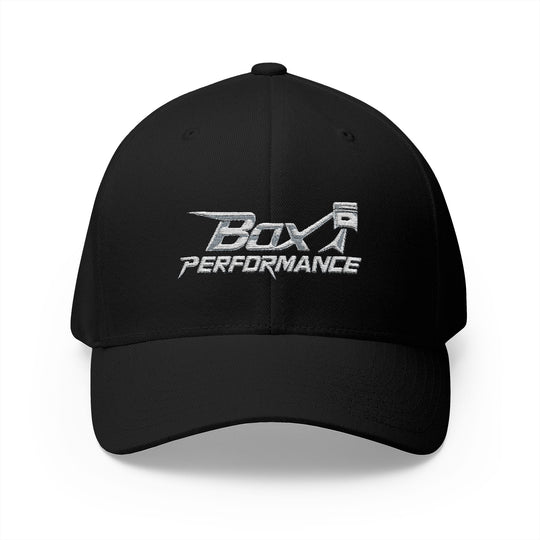 Box Performance Flexfit Embroidered Hat with Piston Logo — Closed‑Back Hat