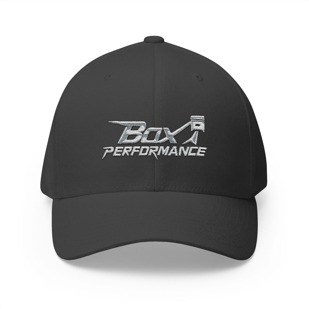 Box Performance Flexfit Embroidered Hat with Piston Logo — Closed‑Back Hat