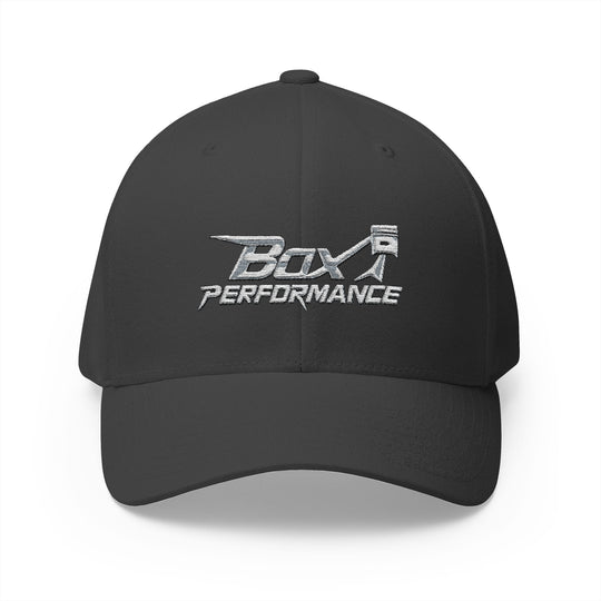 Box Performance Flexfit Embroidered Hat with Piston Logo — Closed‑Back Hat