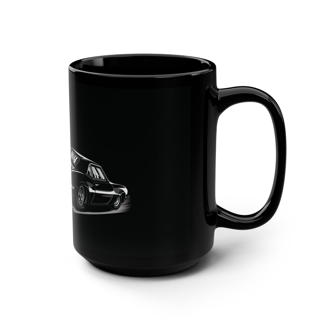 Mug - Supercharged Gear Logo with Drag Car Scene - 15oz Black Mug