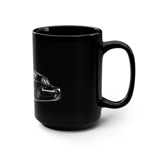 Mug - Supercharged Gear Logo with Drag Car Scene - 15oz Black Mug