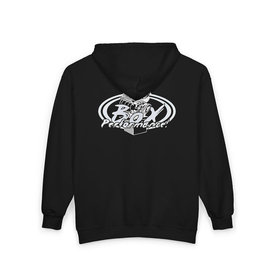 Box Performance Shop Zip Up Hoodie with Blower Design on Back | Unisex Heavy Blend™