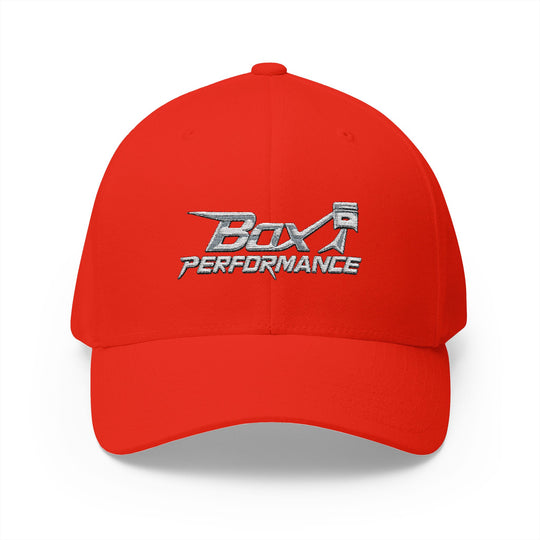 Box Performance Flexfit Embroidered Hat with Piston Logo — Closed‑Back Hat