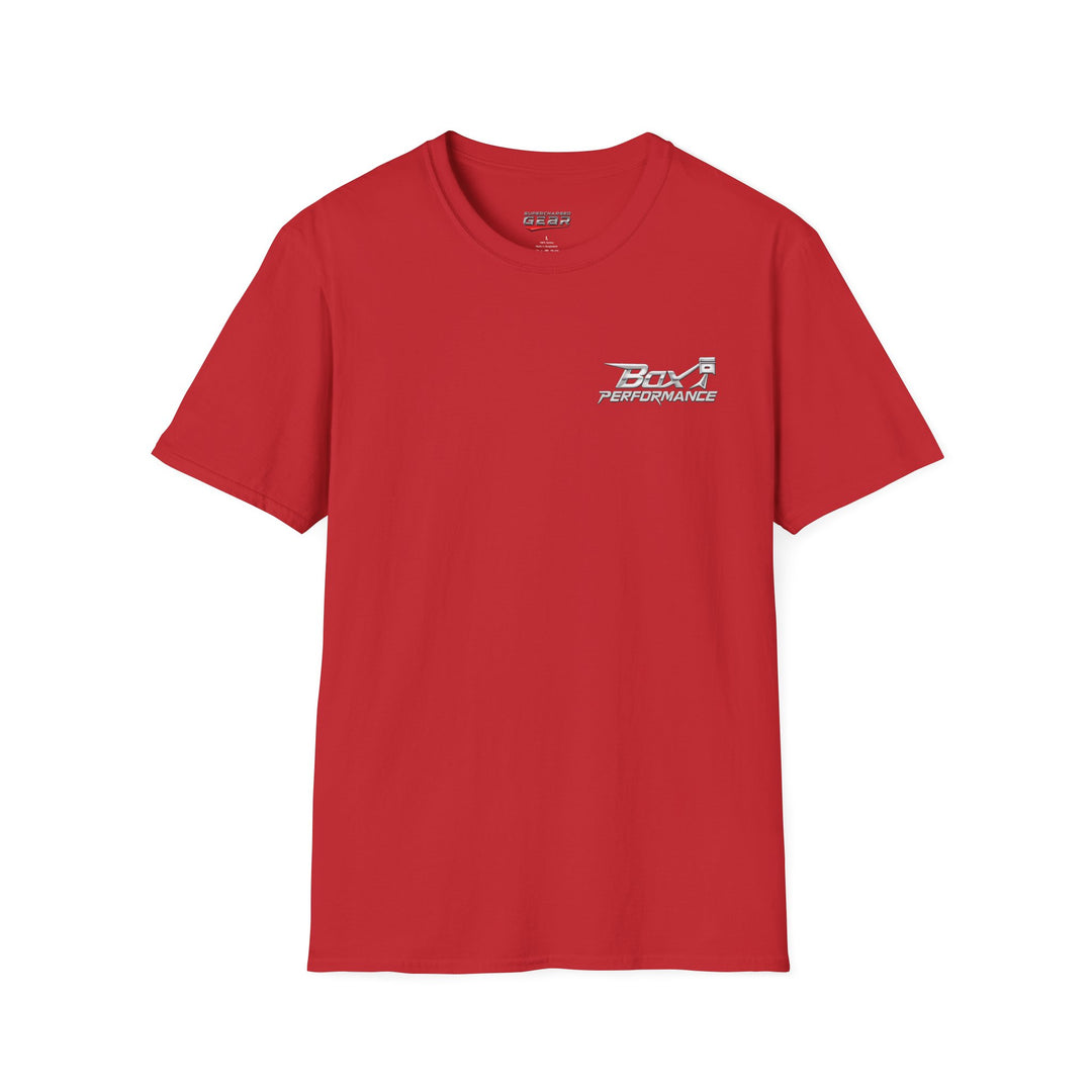Box Performance Shop Softstyle Tee Shirt Design with Blower Logo on Back