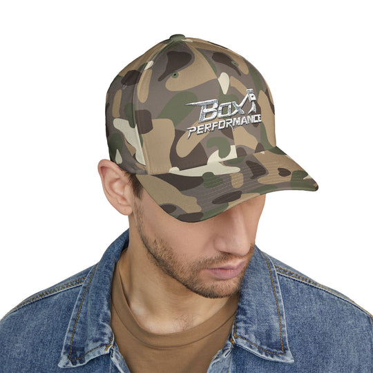 Box Performance Flexfit Embroidered Hat with Piston Logo — Closed‑Back Hat