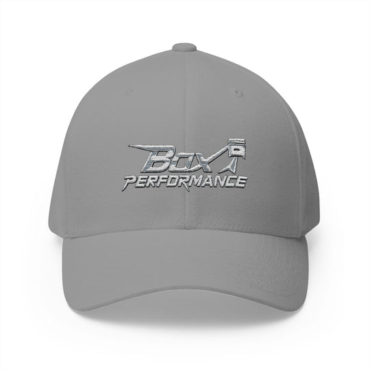 Box Performance Flexfit Embroidered Hat with Piston Logo — Closed‑Back Hat