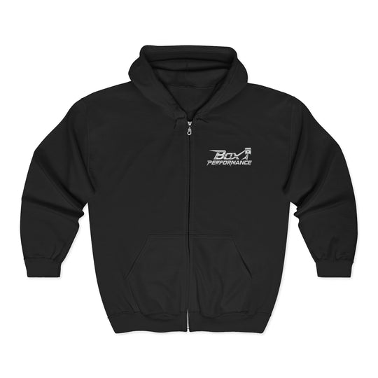 Box Performance Shop Zip Up Hoodie with Blower Design on Back | Unisex Heavy Blend™