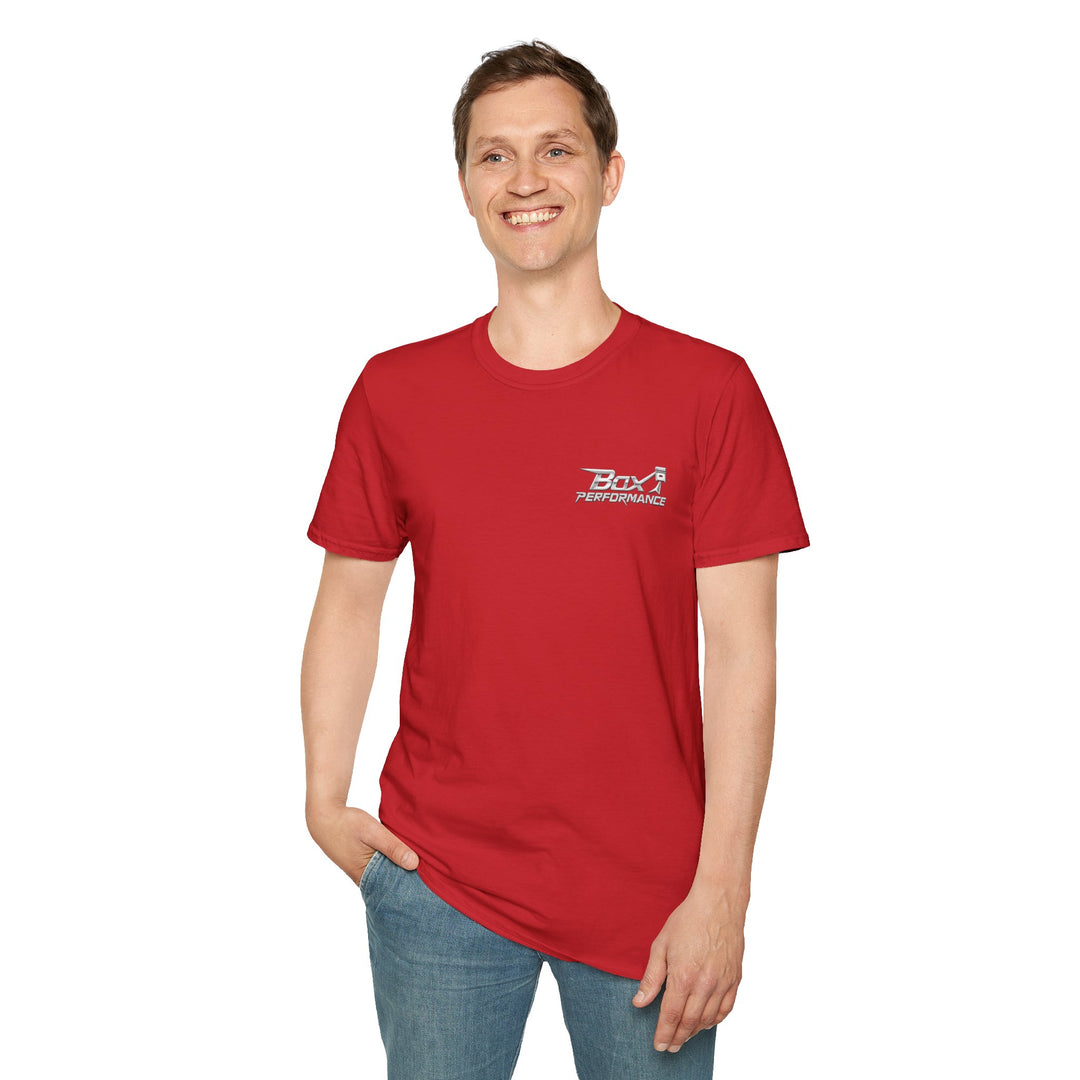 Box Performance Shop Softstyle Tee Shirt Design with Blower Logo on Back