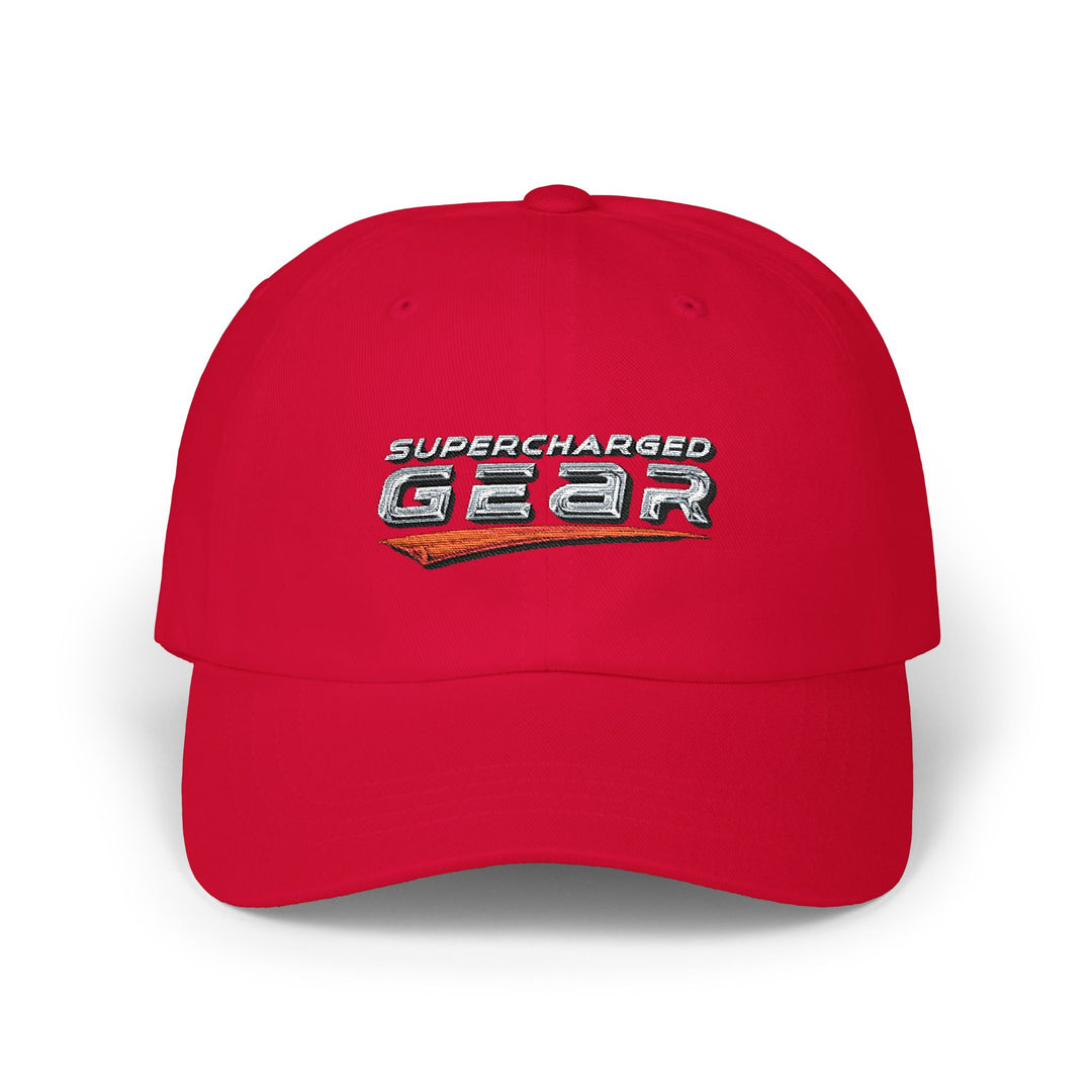 Supercharged Gear Logo Dad Cap — Racing-Inspired Embroidered Baseball Hat