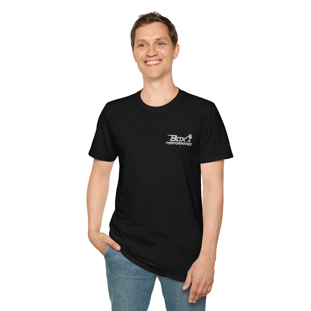 Box Performance Shop Softstyle Tee Shirt Design with Blower Logo on Back