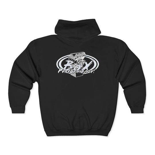 Box Performance Shop Zip Up Hoodie with Blower Design on Back | Unisex Heavy Blend™