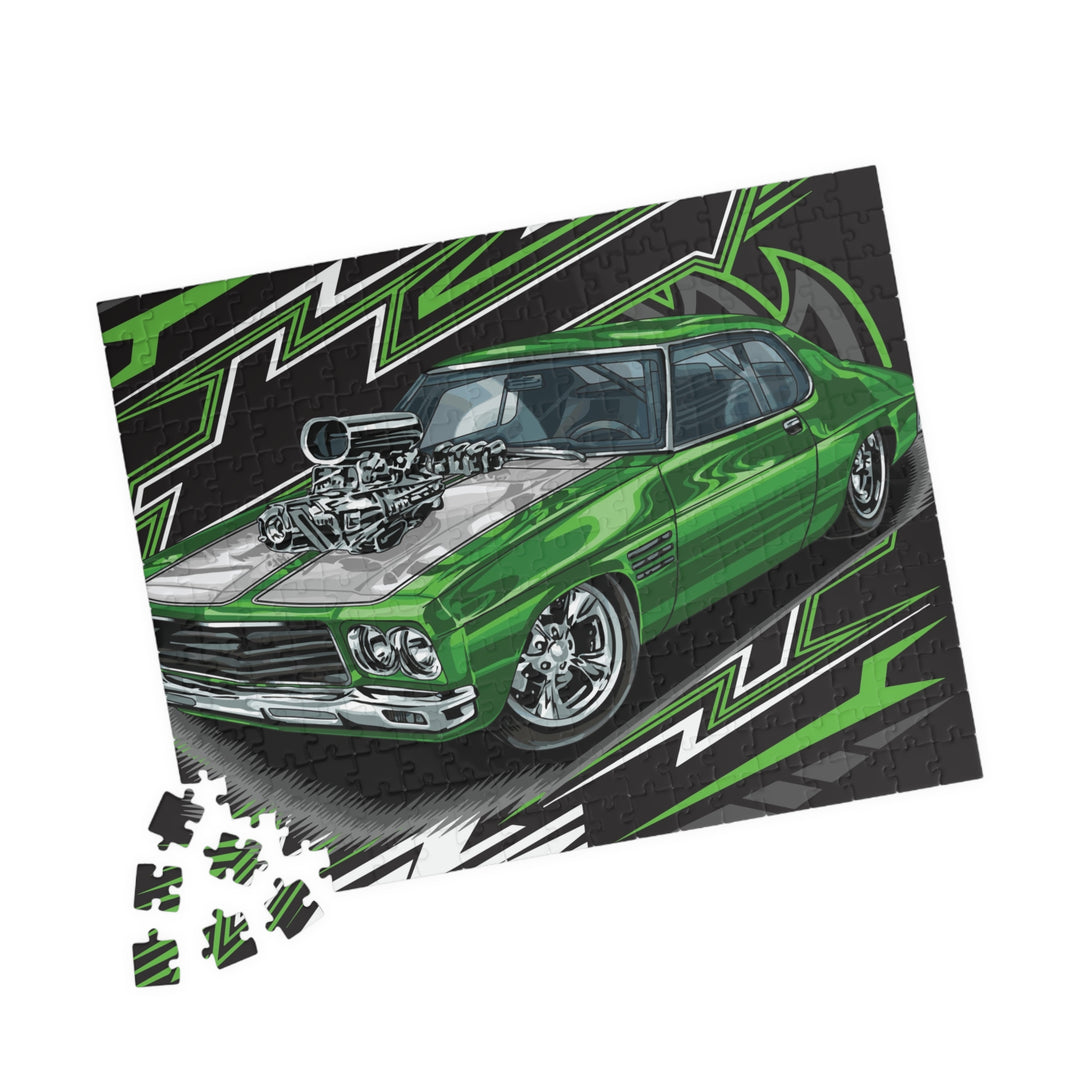 Green Muscle Car Jigsaw Puzzle – High-Performance Hot Rod Puzzle (110/252 hot rod pcs)