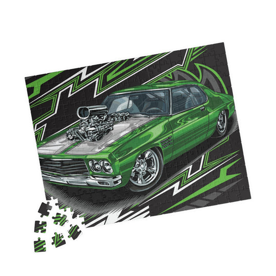 Green Muscle Car Jigsaw Puzzle – High-Performance Hot Rod Puzzle (110/252 hot rod pcs)