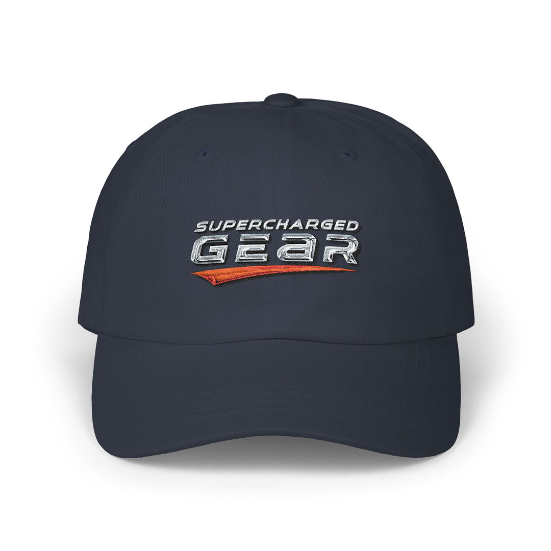 Supercharged Gear Logo Dad Cap — Racing-Inspired Embroidered Baseball Hat
