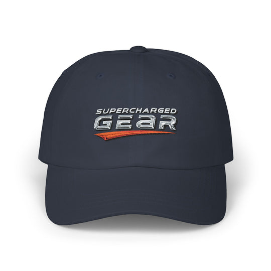 Supercharged Gear Logo Dad Cap — Racing-Inspired Embroidered Baseball Hat