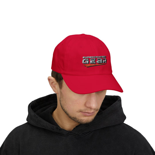 Supercharged Gear Logo Dad Cap — Racing-Inspired Embroidered Baseball Hat