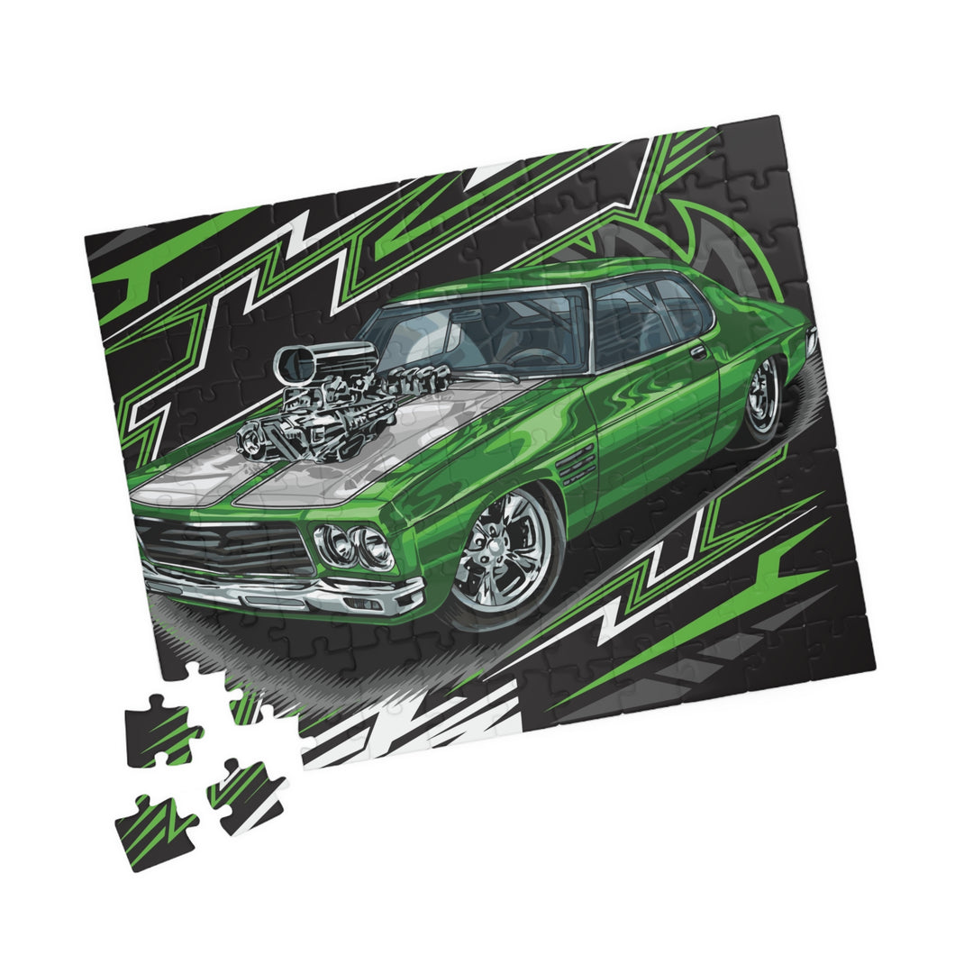 Green Muscle Car Jigsaw Puzzle – High-Performance Hot Rod Puzzle (110/252 hot rod pcs)