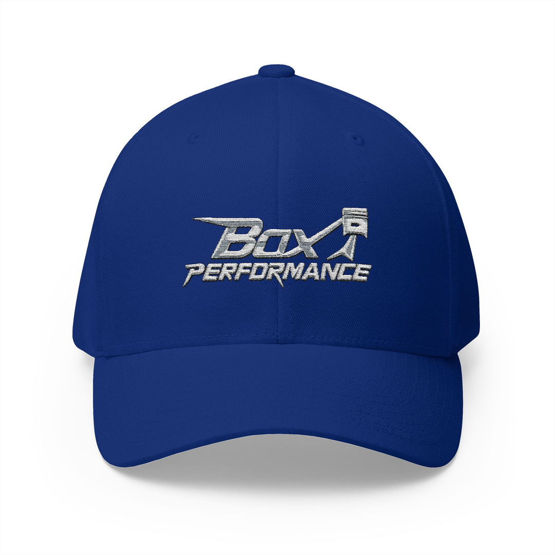 Box Performance Flexfit Embroidered Hat with Piston Logo — Closed‑Back Hat