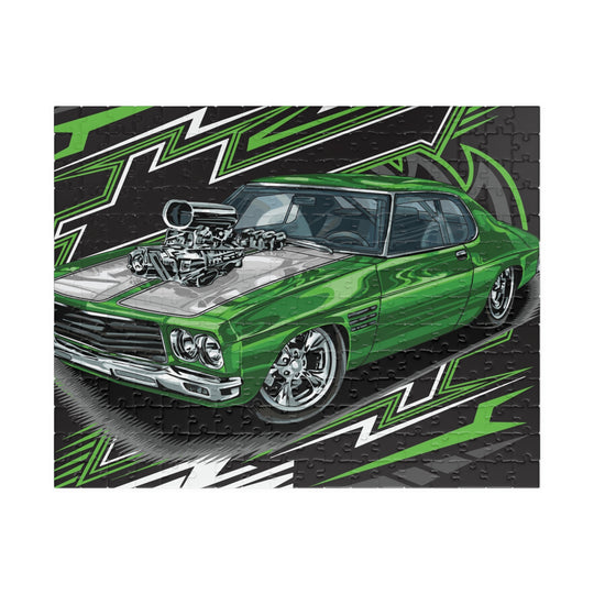 Green Muscle Car Jigsaw Puzzle – High-Performance Hot Rod Puzzle (110/252 hot rod pcs)