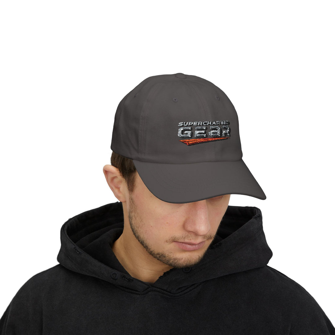 Supercharged Gear Logo Dad Cap — Racing-Inspired Embroidered Baseball Hat