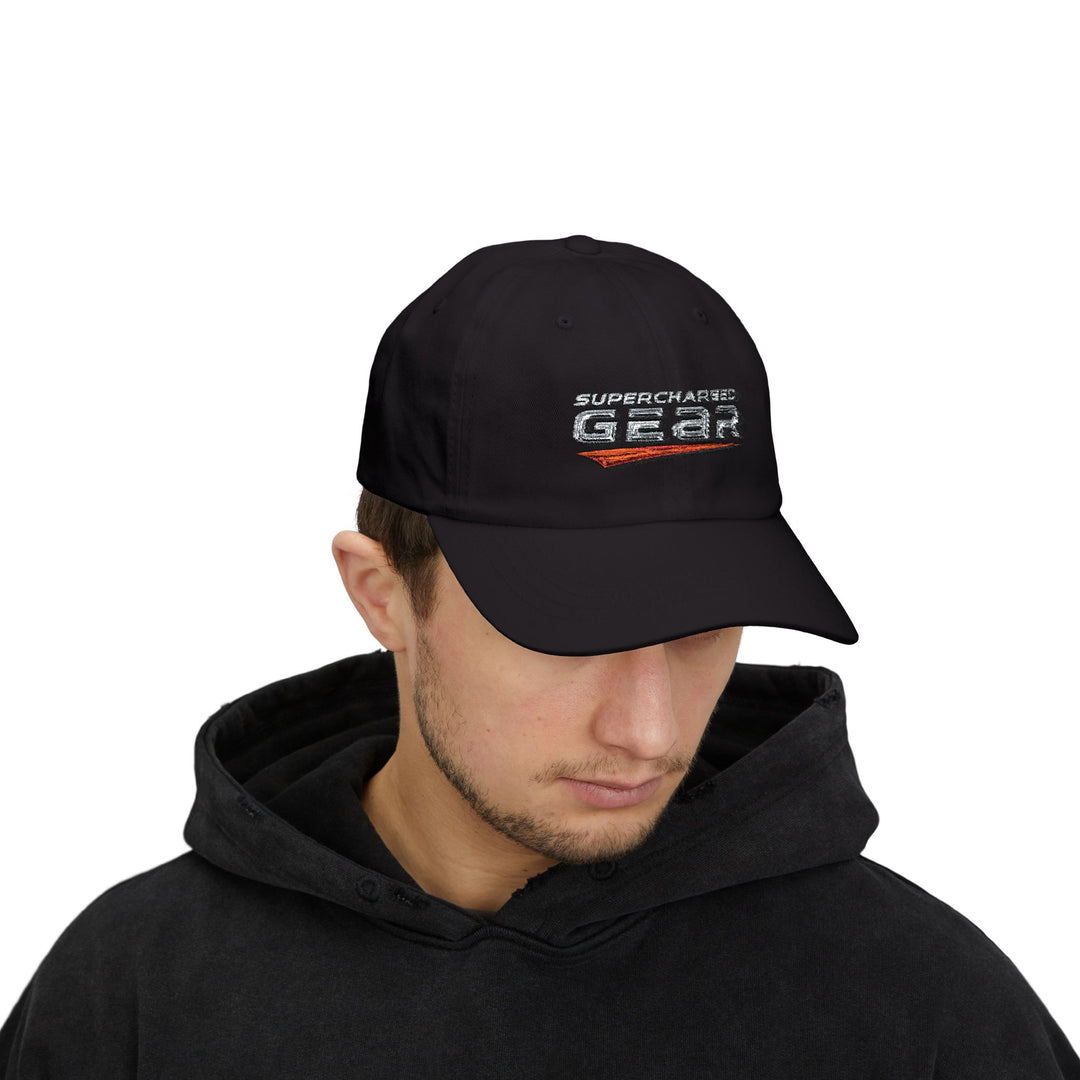 Supercharged Gear Logo Dad Cap — Racing-Inspired Embroidered Baseball Hat