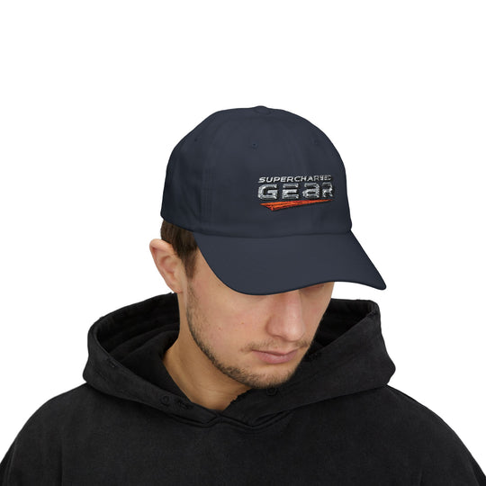 Supercharged Gear Logo Dad Cap — Racing-Inspired Embroidered Baseball Hat