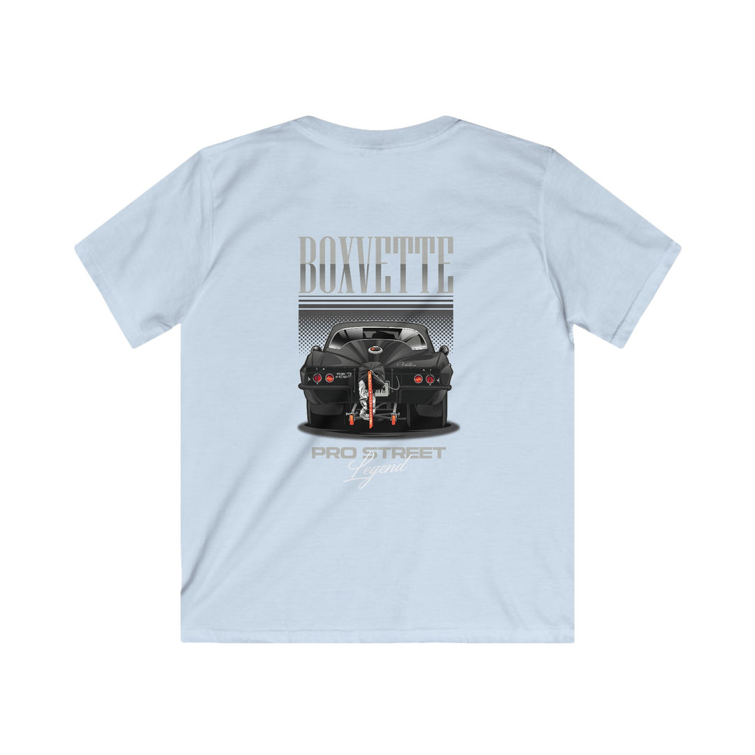 Youth Boxvette - Pro Street Corvette Kids Drag Racing T‑Shirt - Car Graphic Tee