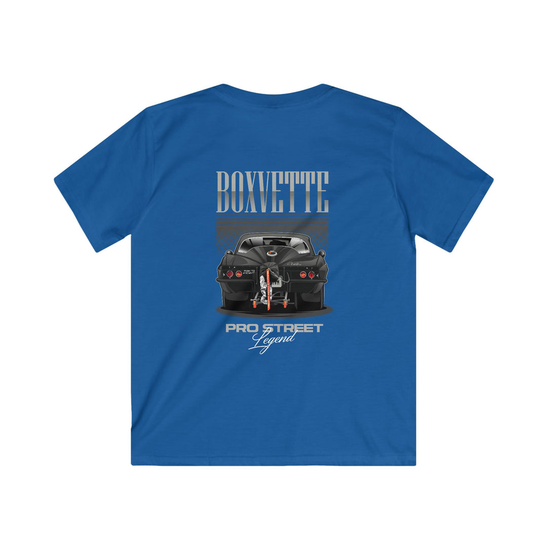 Youth Boxvette - Pro Street Corvette Kids Drag Racing T‑Shirt - Car Graphic Tee