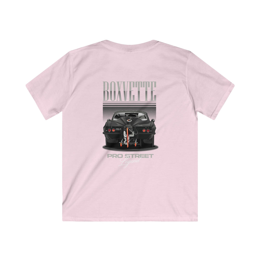 Youth Boxvette - Pro Street Corvette Kids Drag Racing T‑Shirt - Car Graphic Tee