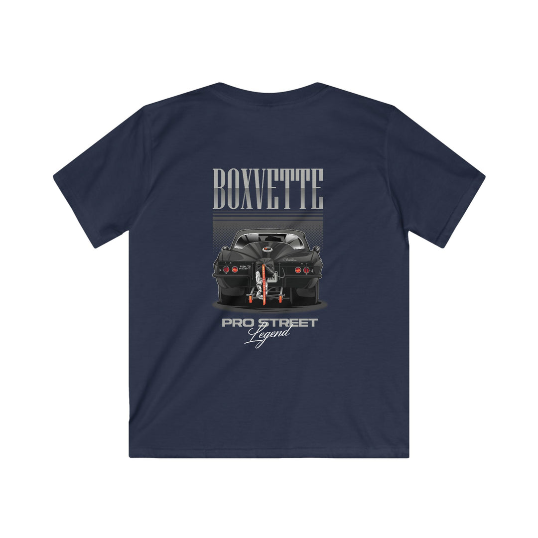 Youth Boxvette - Pro Street Corvette Kids Drag Racing T‑Shirt - Car Graphic Tee
