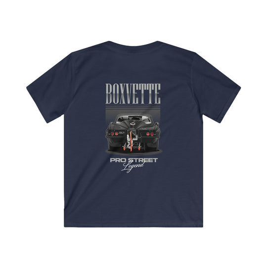 Youth Boxvette - Pro Street Corvette Kids Drag Racing T‑Shirt - Car Graphic Tee