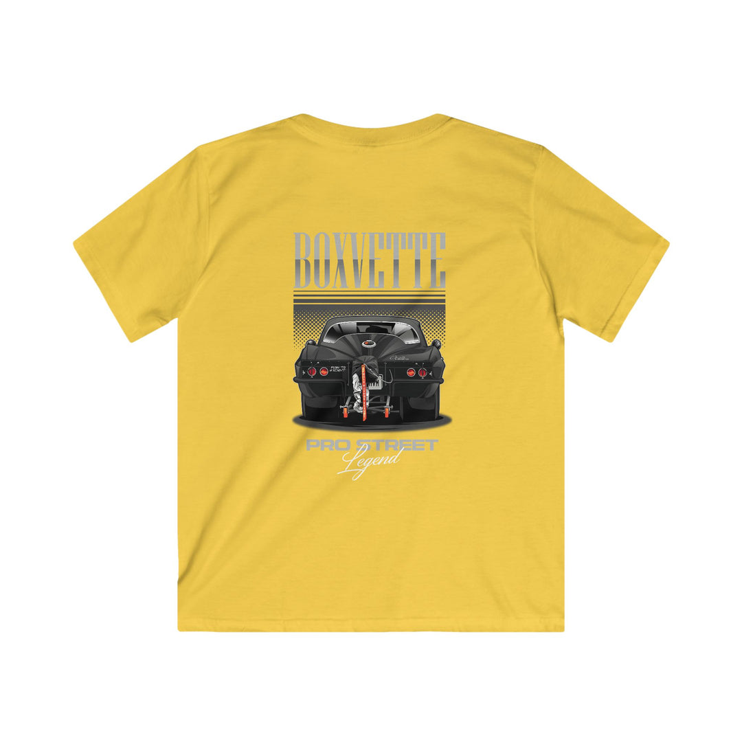 Youth Boxvette - Pro Street Corvette Kids Drag Racing T‑Shirt - Car Graphic Tee