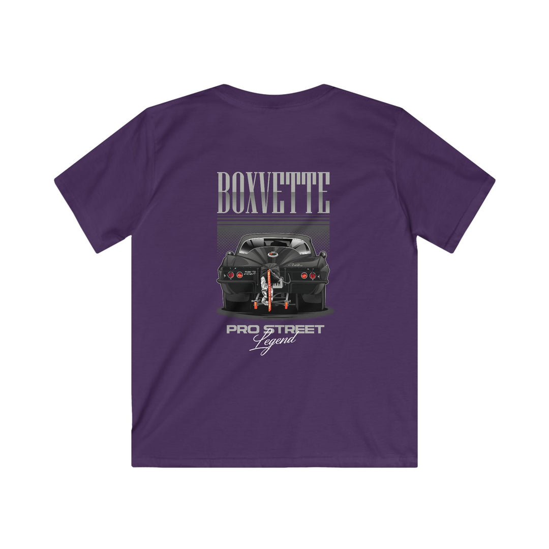 Youth Boxvette - Pro Street Corvette Kids Drag Racing T‑Shirt - Car Graphic Tee