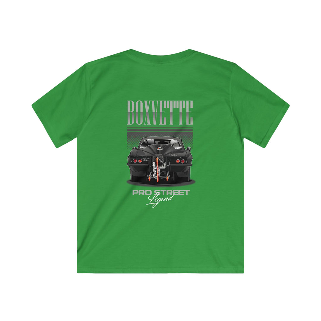 Youth Boxvette - Pro Street Corvette Kids Drag Racing T‑Shirt - Car Graphic Tee