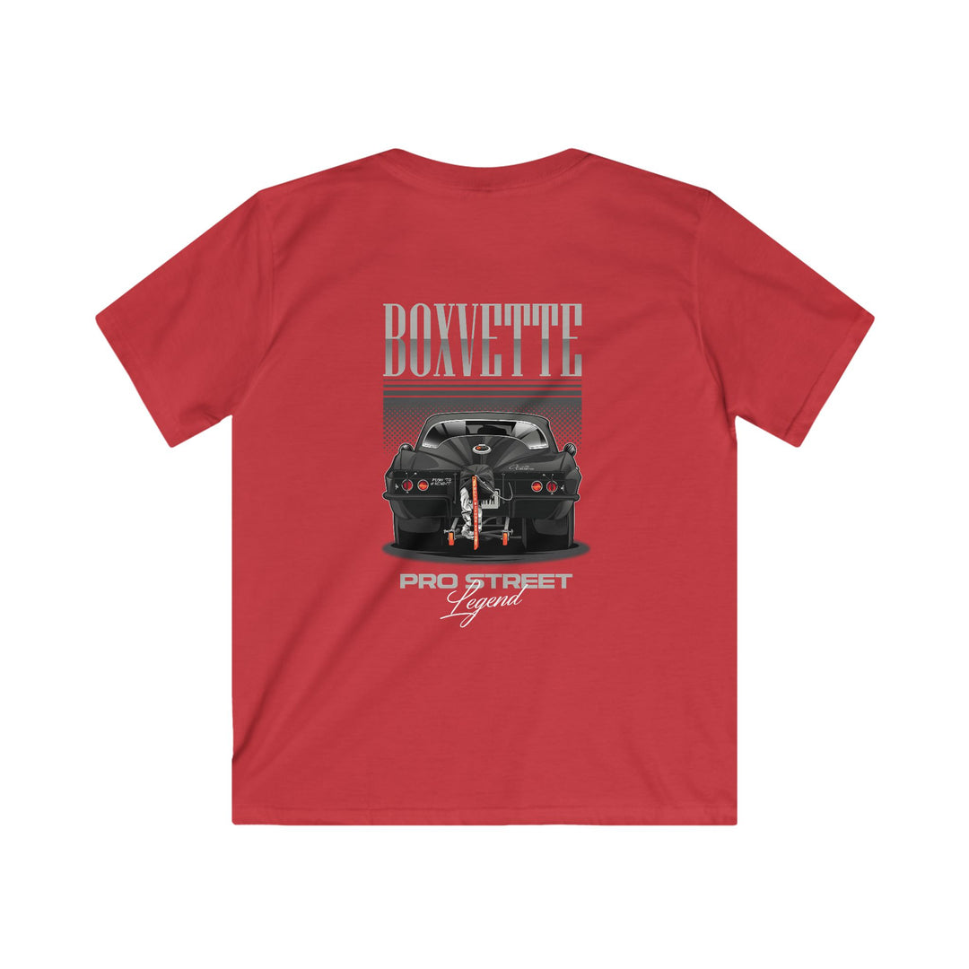 Youth Boxvette - Pro Street Corvette Kids Drag Racing T‑Shirt - Car Graphic Tee