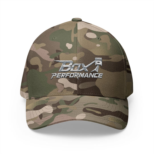 Box Performance Flexfit Embroidered Hat with Piston Logo — Closed‑Back Hat
