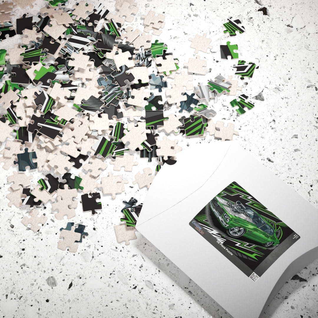 Green Muscle Car Jigsaw Puzzle – High-Performance Hot Rod Puzzle (110/252 hot rod pcs)