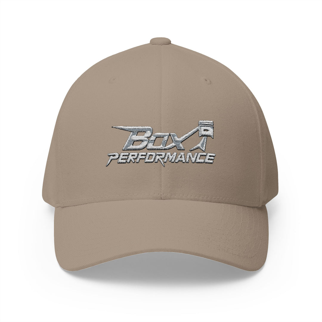 Box Performance Flexfit Embroidered Hat with Piston Logo — Closed‑Back Hat