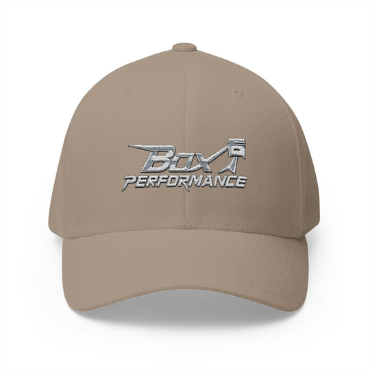 Box Performance Flexfit Embroidered Hat with Piston Logo — Closed‑Back Hat