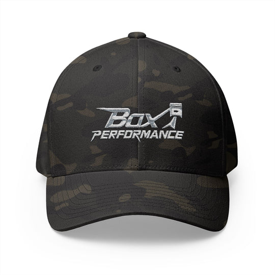 Box Performance Flexfit Embroidered Hat with Piston Logo — Closed‑Back Hat