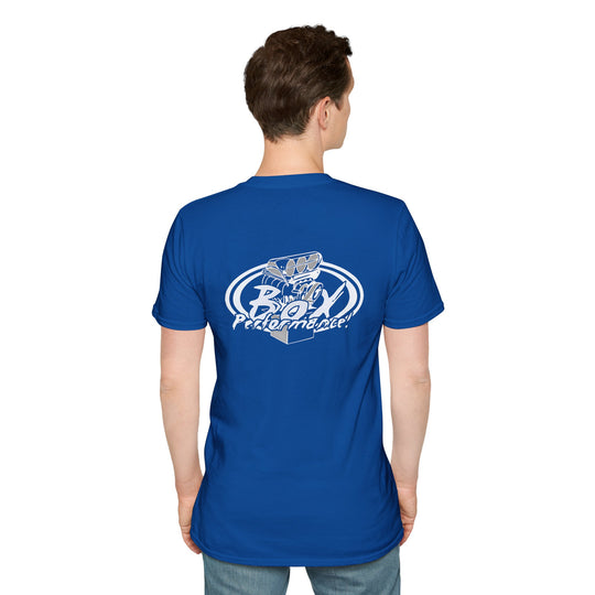 Box Performance Shop Softstyle Tee Shirt Design with Blower Logo on Back