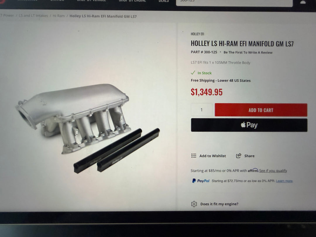 New Holley LS7 Hi-Ram EFI Intake Manifold – Part #300-125 – Open Box