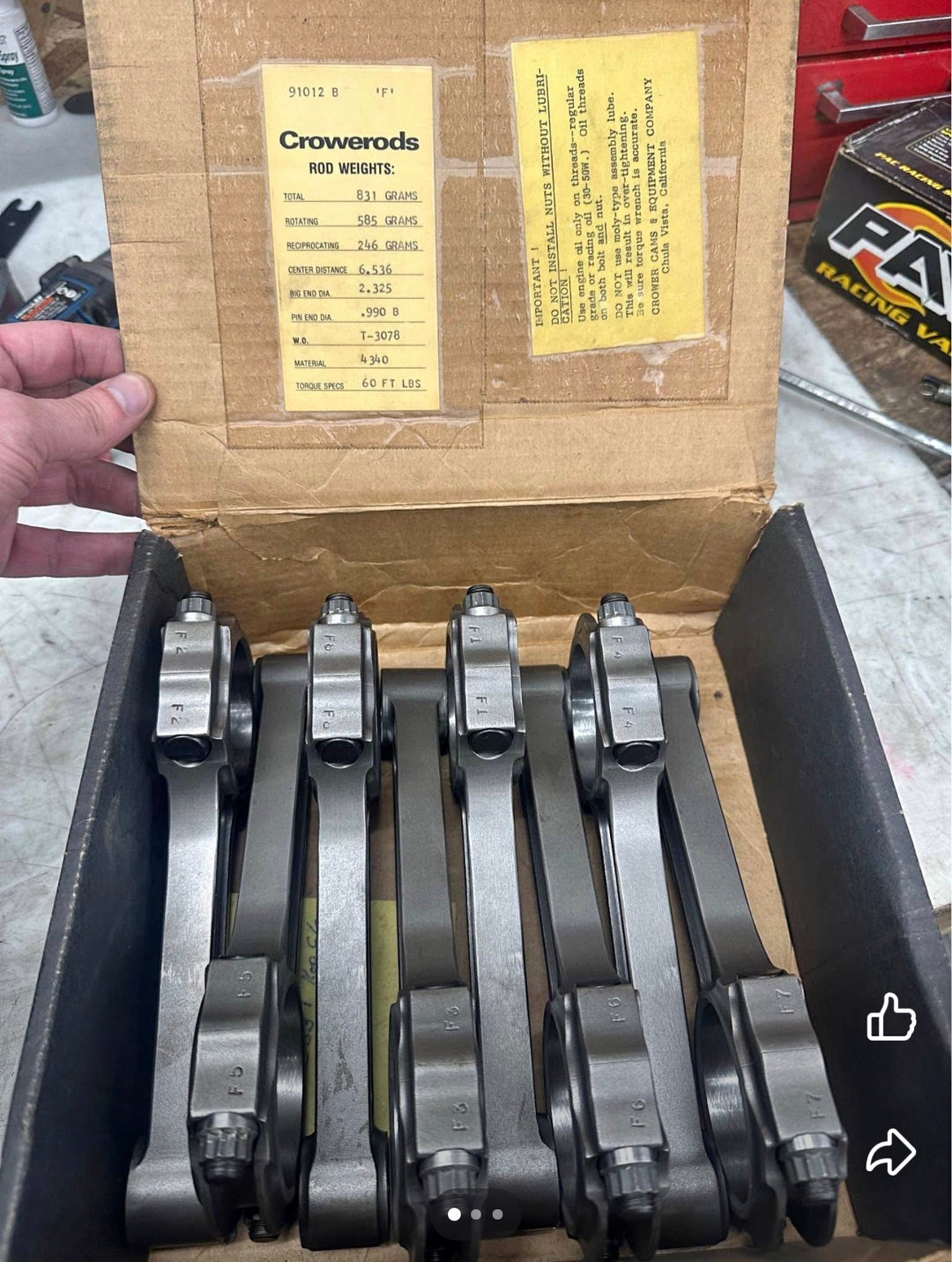 Open Box Crower Billet BBC 6.536 Rods - FREE SHIPPING - LOWER 48 States