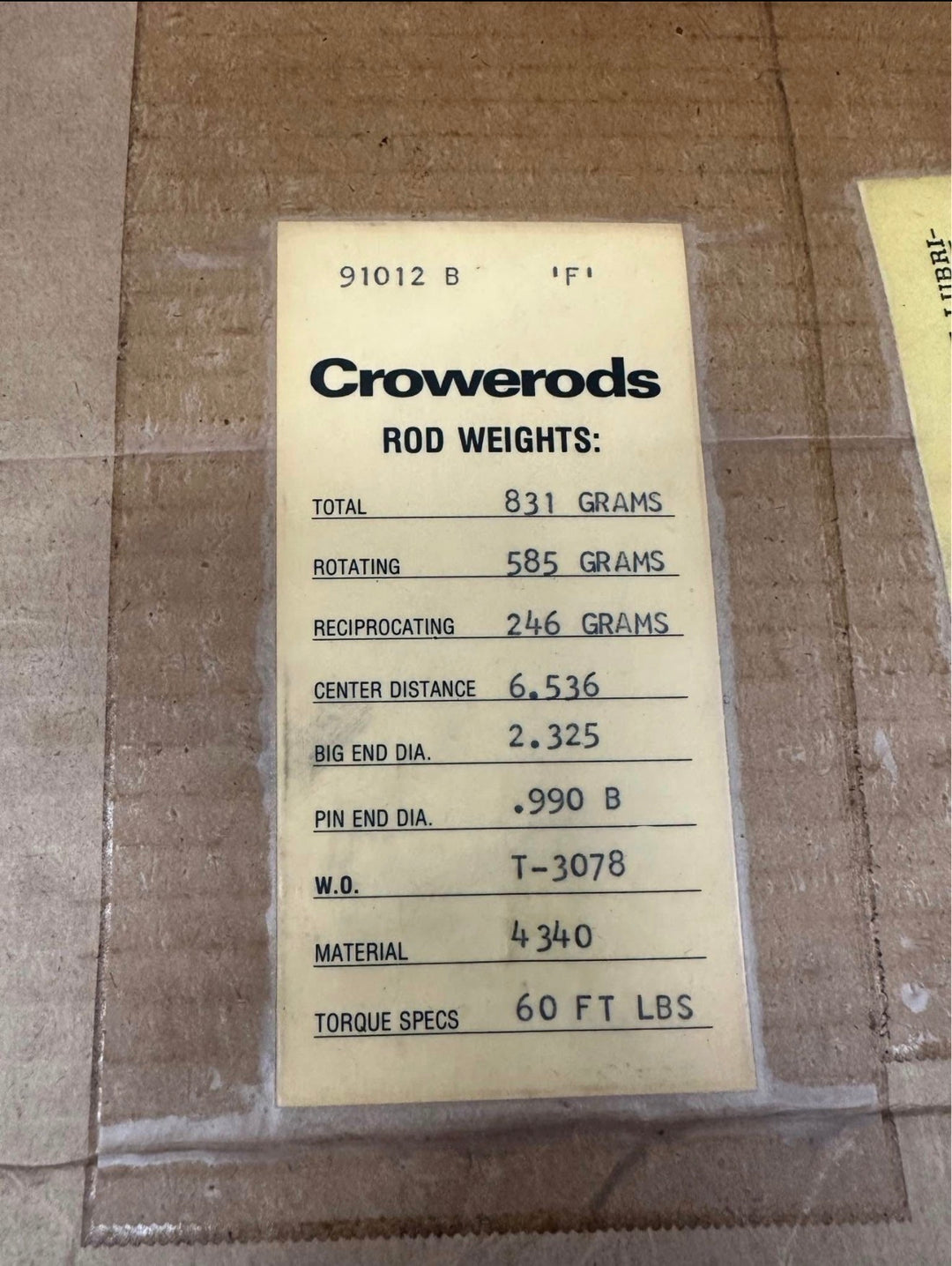 Open Box Crower I Beam BBC Billet Rods PRICE REDUCED